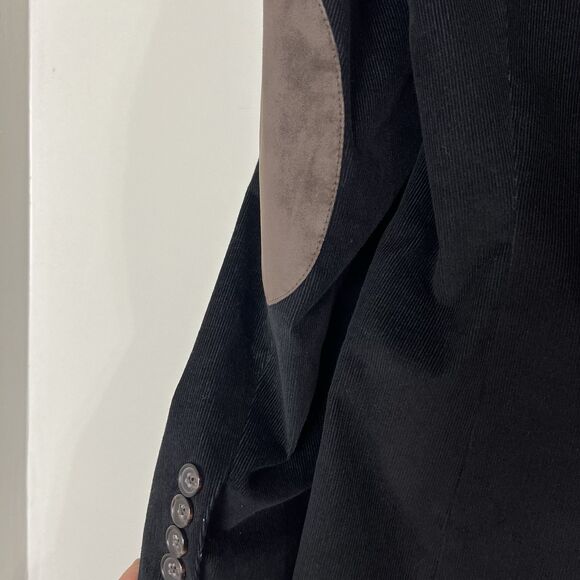 Lauren Ralph Lauren Corduroy Blazer Sport Coat Black Elbow Patches Men’s 43R - Picture 4 of 10